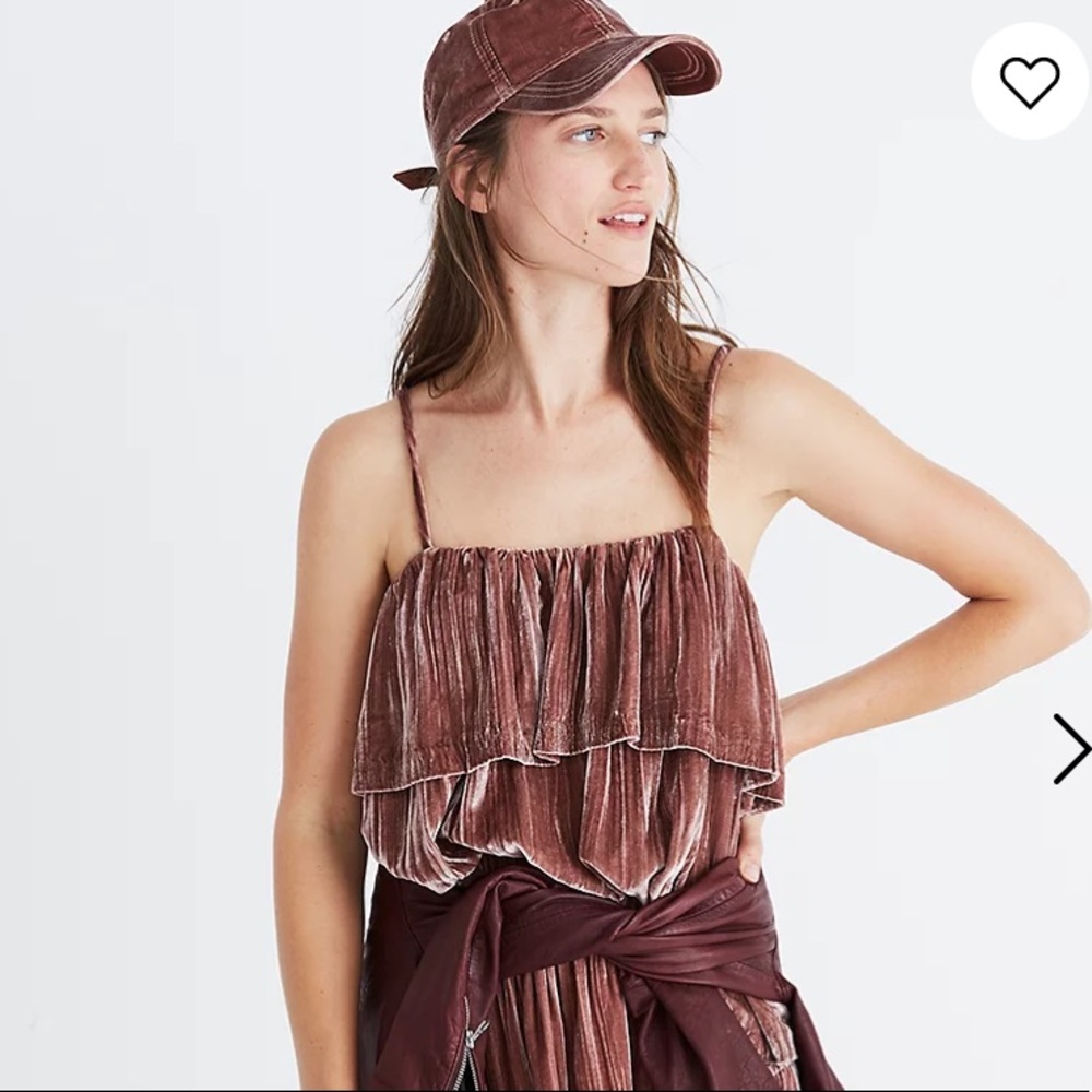 Madewell Crushed Velvet Ruffle Cami Top